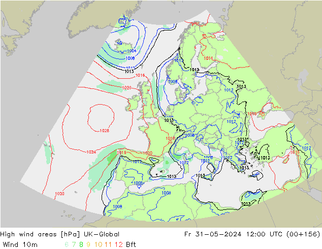 High wind areas UK-Global Fr 31.05.2024 12 UTC