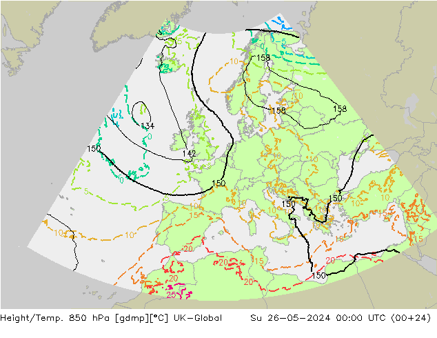 Geop./Temp. 850 hPa UK-Global dom 26.05.2024 00 UTC