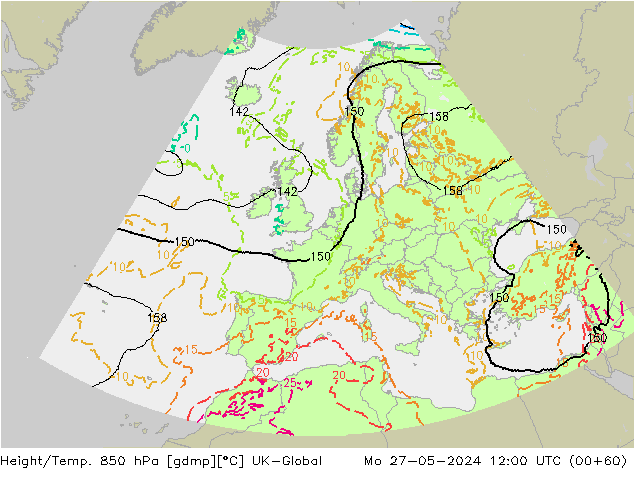 Géop./Temp. 850 hPa UK-Global lun 27.05.2024 12 UTC