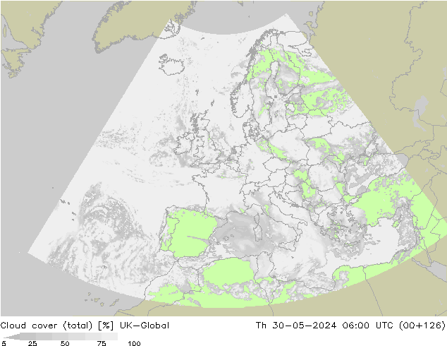 Nuages (total) UK-Global jeu 30.05.2024 06 UTC