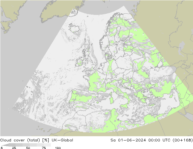 Nubes (total) UK-Global sáb 01.06.2024 00 UTC