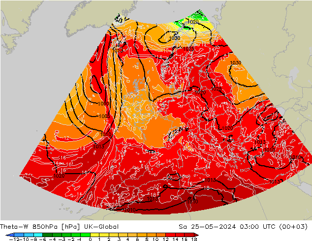 Theta-W 850hPa UK-Global Sa 25.05.2024 03 UTC