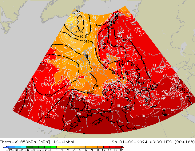 Theta-W 850hPa UK-Global  01.06.2024 00 UTC