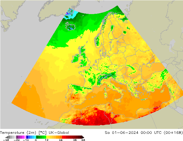 Temperaturkarte (2m) UK-Global Sa 01.06.2024 00 UTC