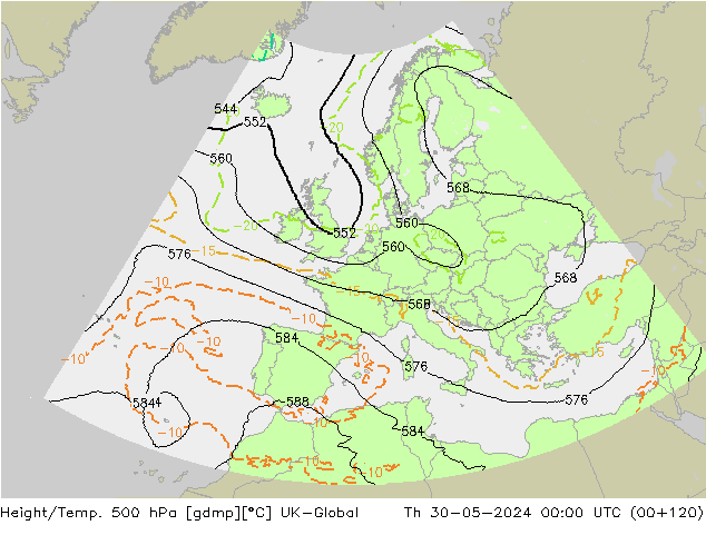 Height/Temp. 500 hPa UK-Global Do 30.05.2024 00 UTC
