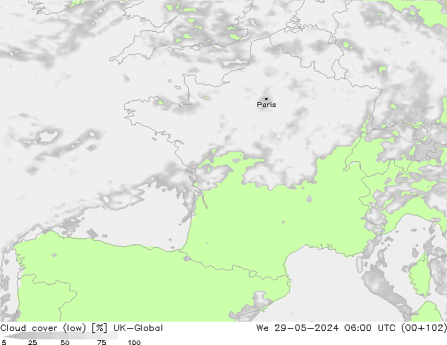 Nubes bajas UK-Global mié 29.05.2024 06 UTC