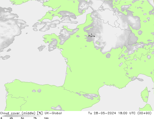 облака (средний) UK-Global вт 28.05.2024 18 UTC