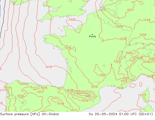 Presión superficial UK-Global sáb 25.05.2024 01 UTC