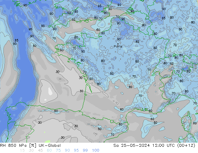 RH 850 hPa UK-Global So 25.05.2024 12 UTC