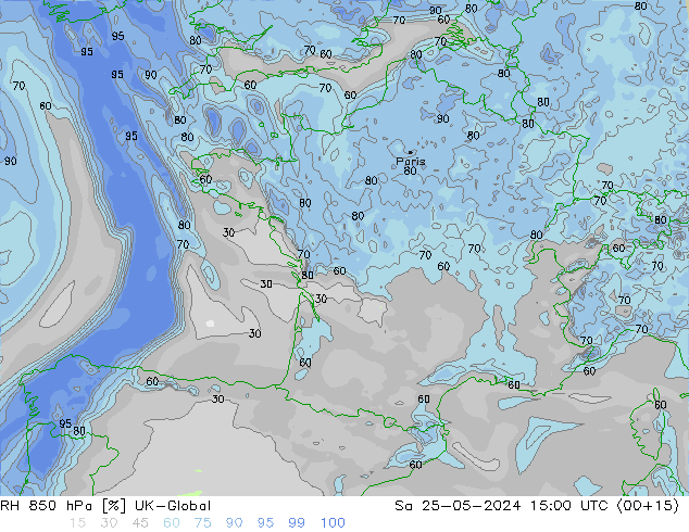RH 850 hPa UK-Global Sa 25.05.2024 15 UTC