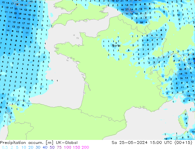 Toplam Yağış UK-Global Cts 25.05.2024 15 UTC