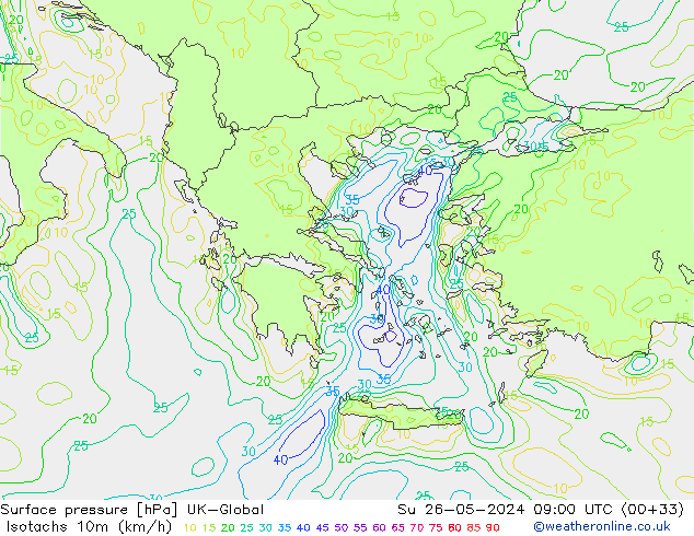 Isotaca (kph) UK-Global dom 26.05.2024 09 UTC