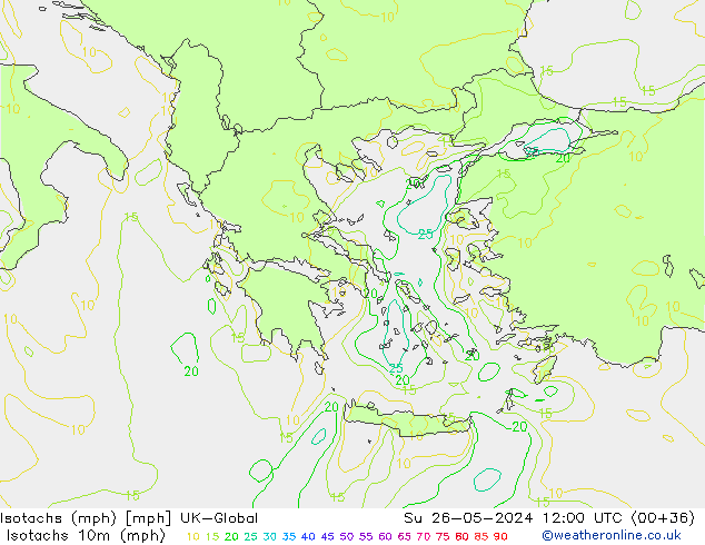 Isotachs (mph) UK-Global Su 26.05.2024 12 UTC