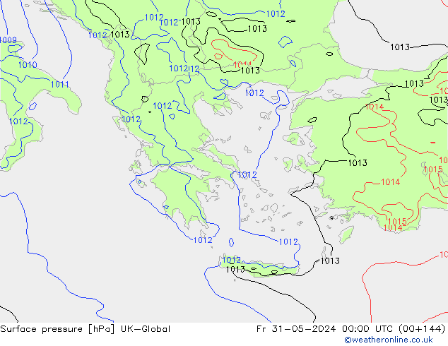 Luchtdruk (Grond) UK-Global vr 31.05.2024 00 UTC