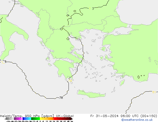 Géop./Temp. 950 hPa UK-Global ven 31.05.2024 06 UTC