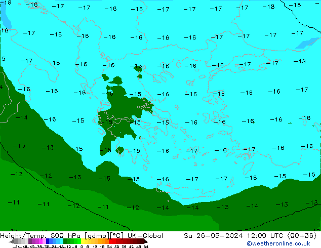 Height/Temp. 500 hPa UK-Global  26.05.2024 12 UTC