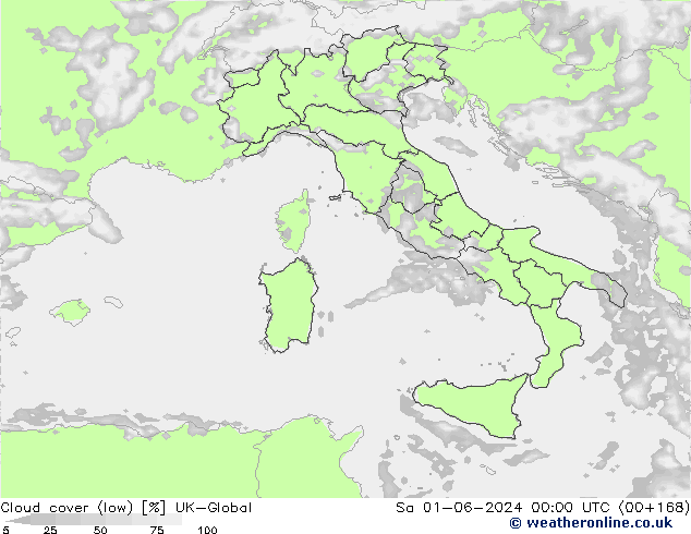 zachmurzenie (niskie) UK-Global so. 01.06.2024 00 UTC