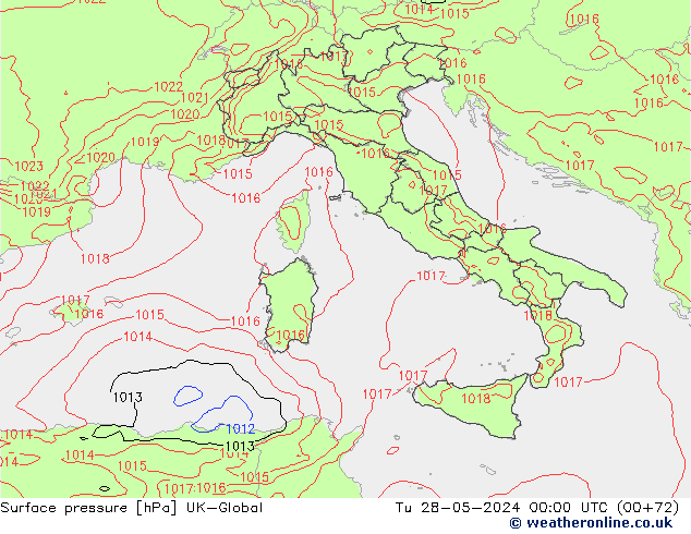 Atmosférický tlak UK-Global Út 28.05.2024 00 UTC