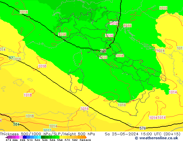 Thck 500-1000hPa UK-Global sam 25.05.2024 15 UTC