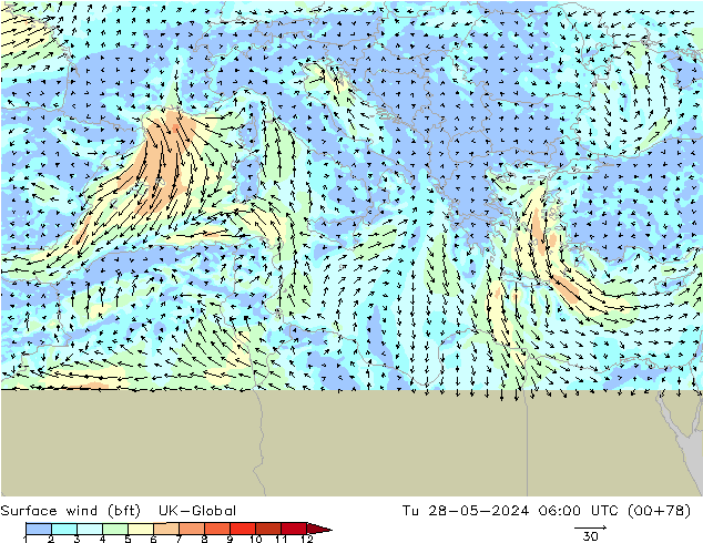  10 m (bft) UK-Global  28.05.2024 06 UTC
