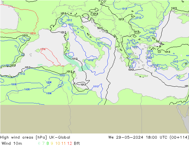 High wind areas UK-Global St 29.05.2024 18 UTC