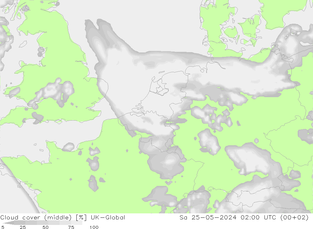 Bewolking (Middelb.) UK-Global za 25.05.2024 02 UTC