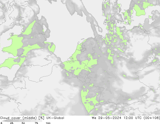 Nuages (moyen) UK-Global mer 29.05.2024 12 UTC