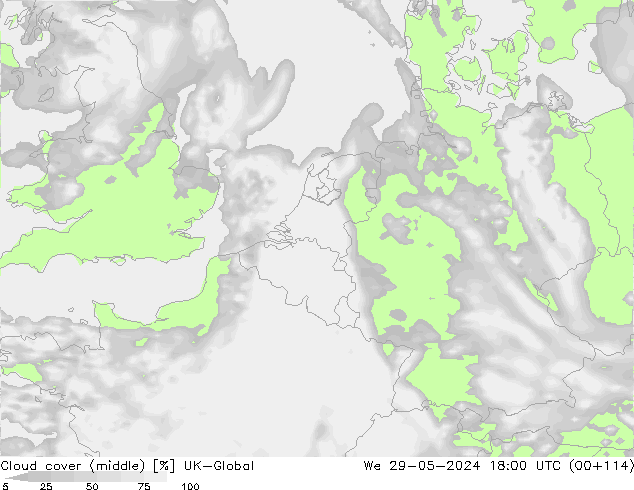oblačnosti uprostřed UK-Global St 29.05.2024 18 UTC