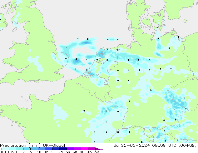 Precipitación UK-Global sáb 25.05.2024 09 UTC