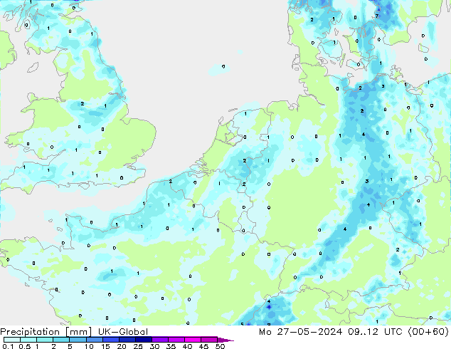 Precipitation UK-Global Mo 27.05.2024 12 UTC