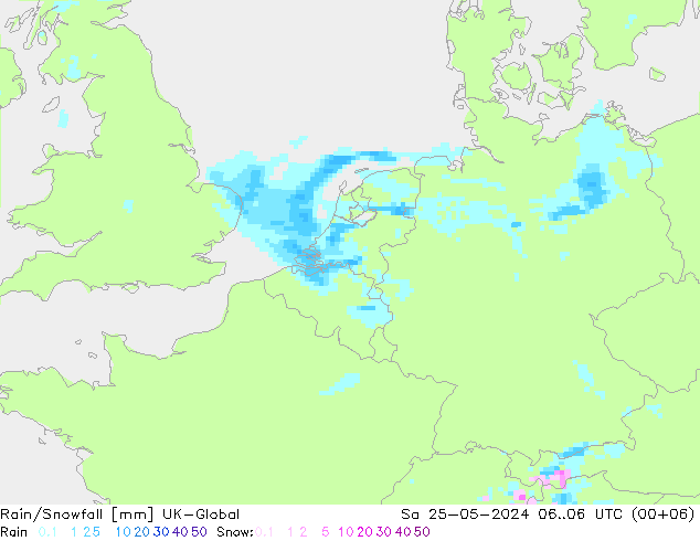 Rain/Snowfall UK-Global  25.05.2024 06 UTC