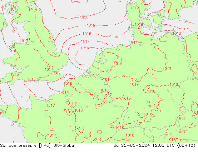 pression de l'air UK-Global sam 25.05.2024 12 UTC