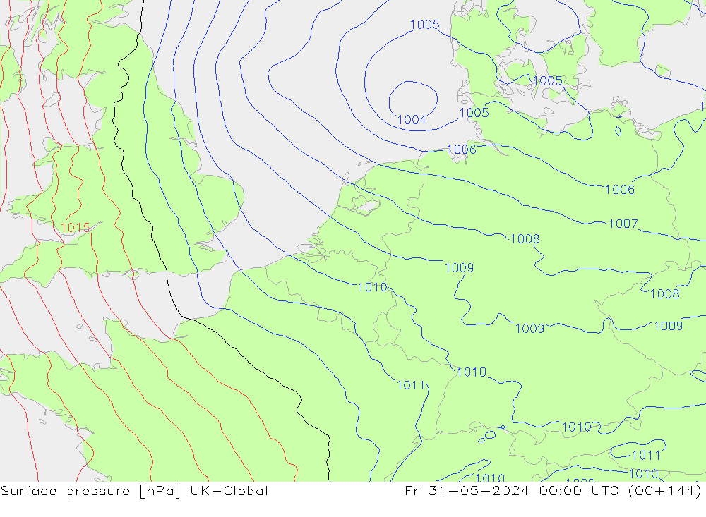 Surface pressure UK-Global Fr 31.05.2024 00 UTC