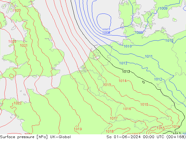 Surface pressure UK-Global Sa 01.06.2024 00 UTC