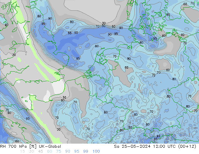 RH 700 hPa UK-Global  25.05.2024 12 UTC