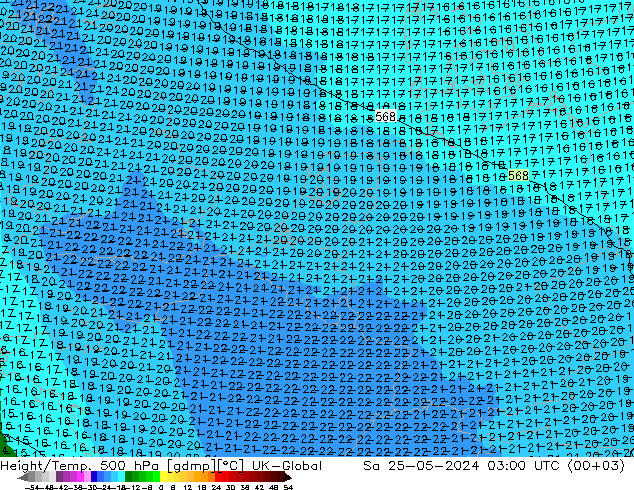 Height/Temp. 500 hPa UK-Global Sa 25.05.2024 03 UTC