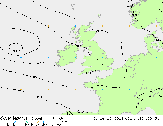 Cloud layer UK-Global Su 26.05.2024 06 UTC