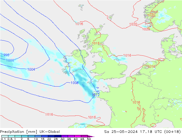 Neerslag UK-Global za 25.05.2024 18 UTC