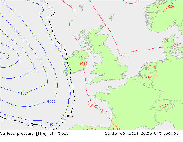 Surface pressure UK-Global Sa 25.05.2024 06 UTC