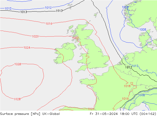 Luchtdruk (Grond) UK-Global vr 31.05.2024 18 UTC