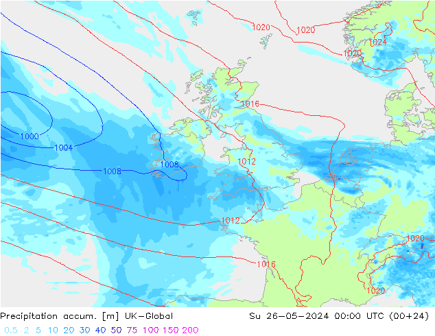 Precipitación acum. UK-Global dom 26.05.2024 00 UTC