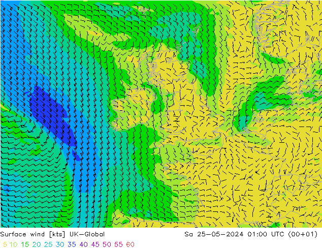 Surface wind UK-Global Sa 25.05.2024 01 UTC