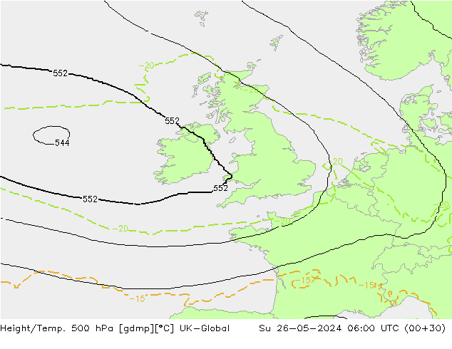 Height/Temp. 500 hPa UK-Global Ne 26.05.2024 06 UTC