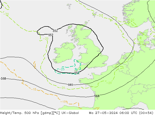 Hoogte/Temp. 500 hPa UK-Global ma 27.05.2024 06 UTC