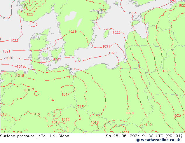 Luchtdruk (Grond) UK-Global za 25.05.2024 01 UTC