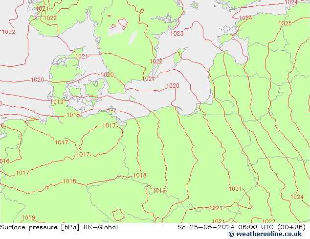 Surface pressure UK-Global Sa 25.05.2024 06 UTC