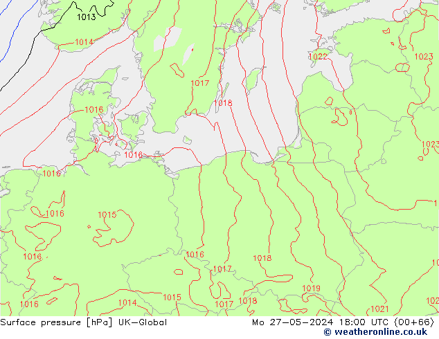 pressão do solo UK-Global Seg 27.05.2024 18 UTC