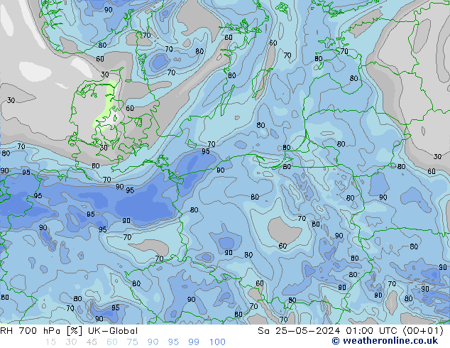 RH 700 hPa UK-Global Sa 25.05.2024 01 UTC