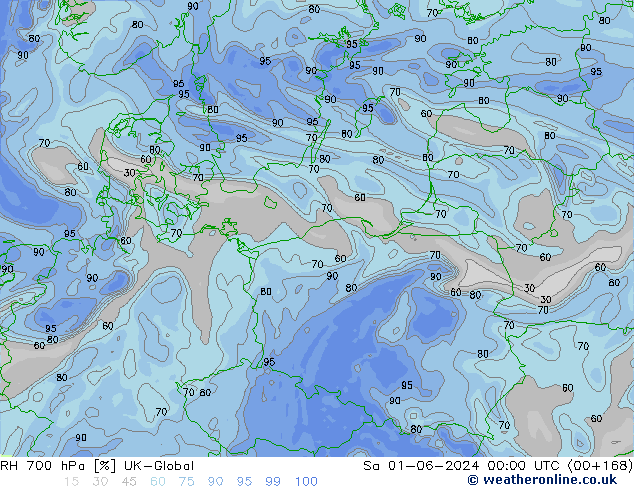 RH 700 hPa UK-Global Sa 01.06.2024 00 UTC