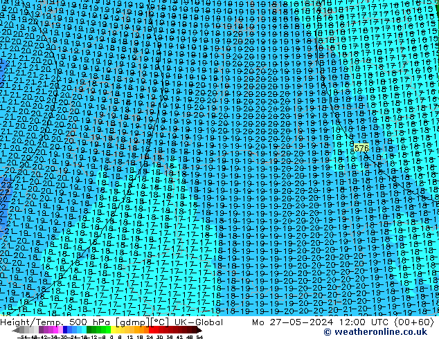 Hoogte/Temp. 500 hPa UK-Global ma 27.05.2024 12 UTC